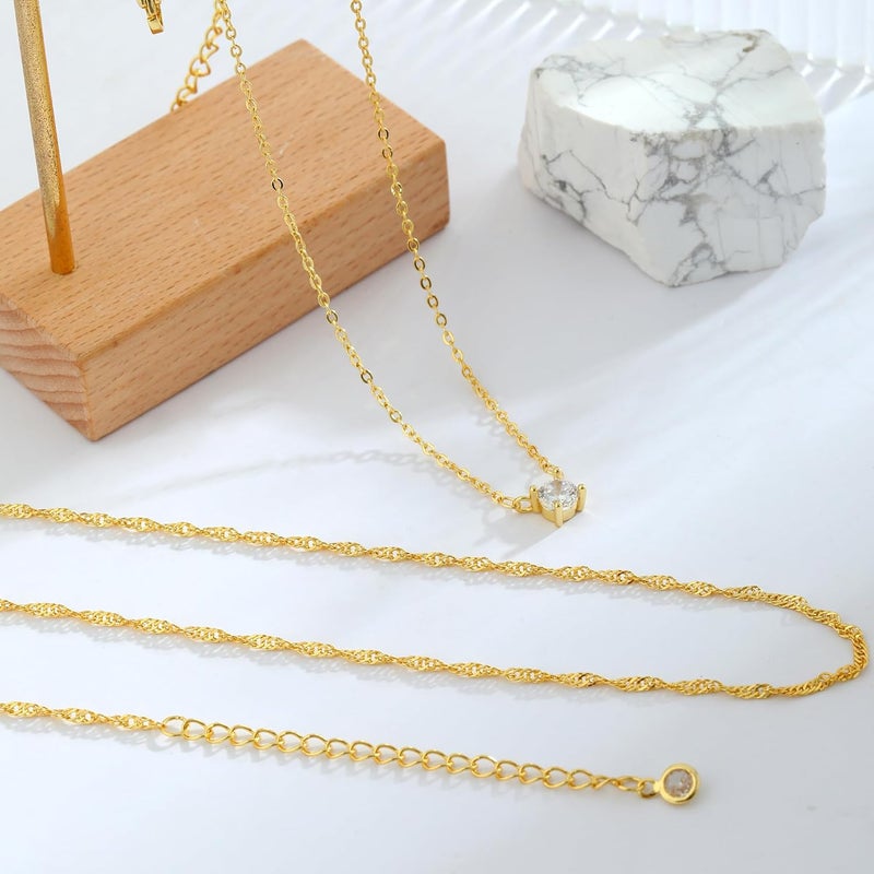 Pancert Gold Necklace for Women 14K Gold/Silver Plated Choker Diamond Necklace Set for Women Simple Dainty CZ Gold Chain Trendy Jewelry Accessories - Image 5